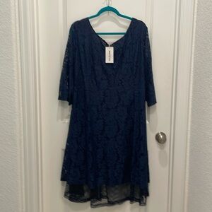 NWT Kilolone Navy Laceover Special Occasion Dress sz 4XL
